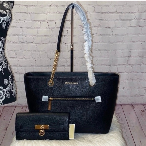 Michael Kors JET SET ITEM Tote/NOUVEAU HAMILTON Carryall Wallet 2pc Set